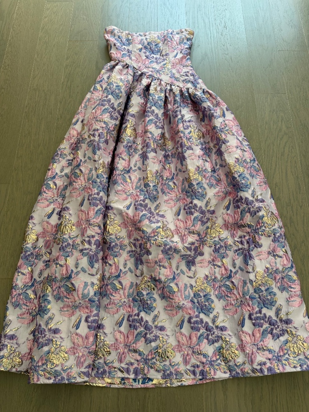 Elliatt Marlene Purple Pink Floral Asymmetrical Gown Dress Jacquard  SMALL - Picture 5 of 10